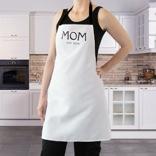 Black Classic Typography Established Mom Apron