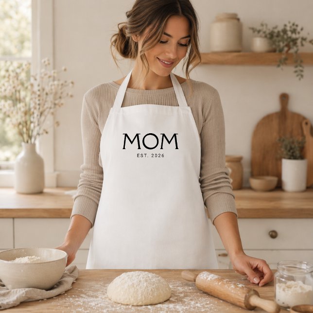 Black Classic Typography Established Mom Standard Apron (Creator Uploaded)