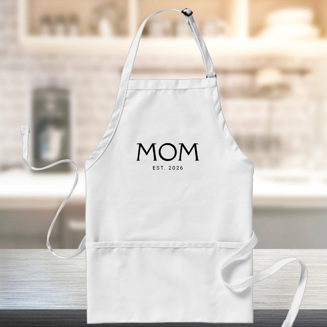 Black Classic Typography Established Mom Standard Apron (Creator Uploaded)