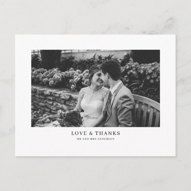Black Classic Typography Wedding Thank You Postcard (Front)