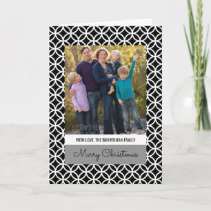 Black Classy Diamond Holiday Photo Greeting Card