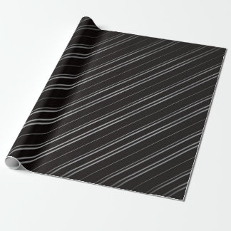 Black Classy Striped Wrapping Paper