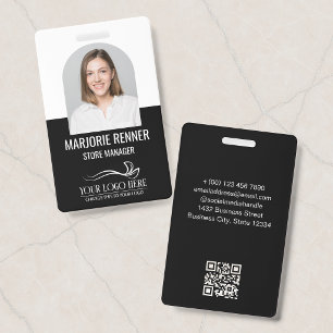 Black Clean Arch Photo Name Title & Logo Badge