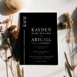 Black Clean Line Minimalist Wedding Invitation<br><div class="desc">Simple and elegant wedding invitation template featuring black background with white fonts and line.</div>