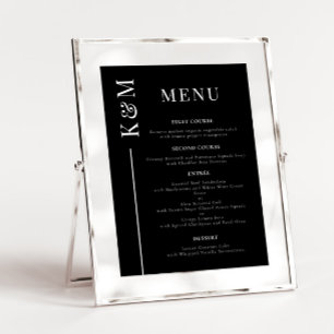 Black Clean Line Wedding Dinner Menu