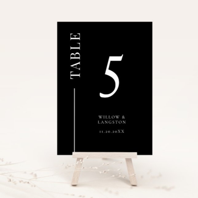 Black Clean Line Wedding Table Number (Creator Uploaded)