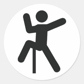 black climber icon climbing classic round sticker
