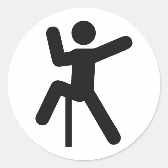 black climber icon climbing classic round sticker (Front)