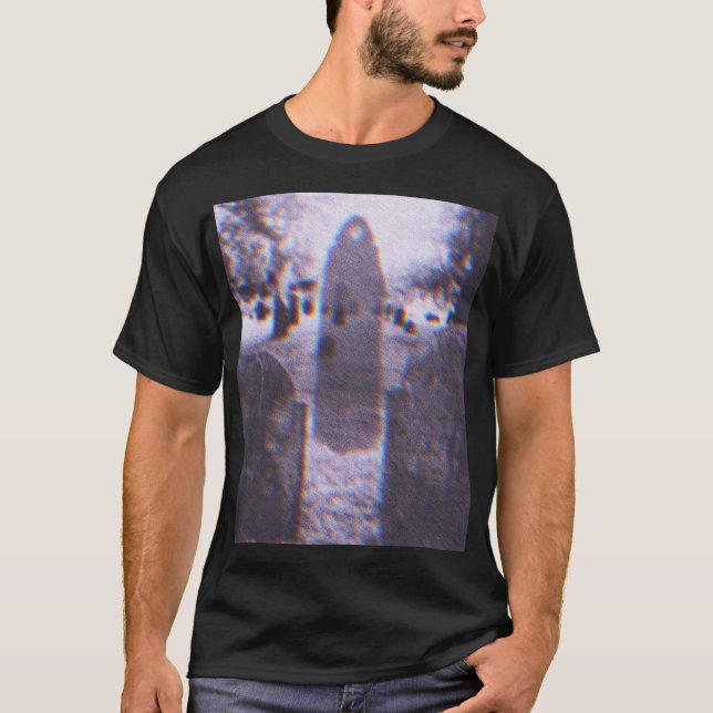 Black Cloak Figure in Cemetery T-Shirt (Front)