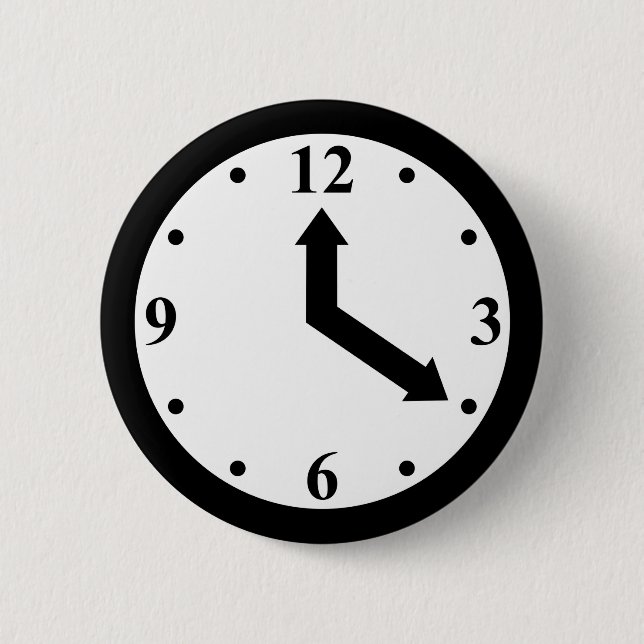 Black Clock 2 Inch Round Button (Front)