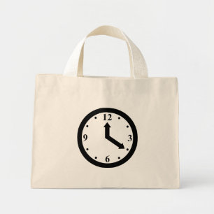 Black Clock Mini Tote Bag