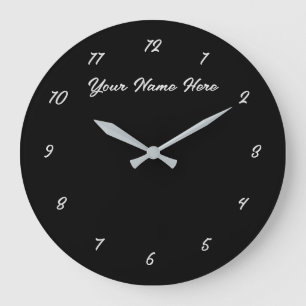 Black Clock with Custom Text and Colour