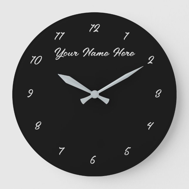 Black Clock with Custom Text and Colour (Front)