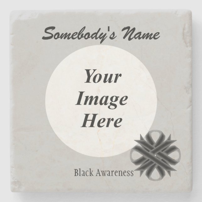 Black Clover Ribbon by Kenneth Yoncich Stone Coaster (Front)