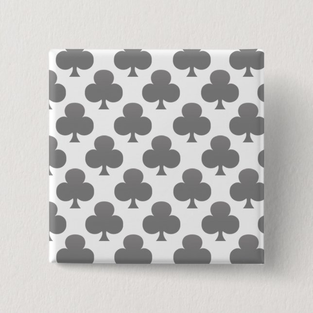 Black Club Pattern 2 Inch Square Button (Front)
