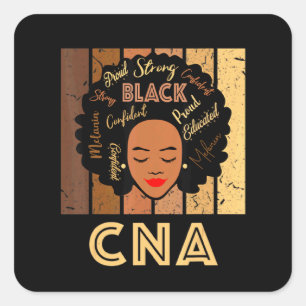 Black Cna Nurse Strong Afro African American Women Square Sticker