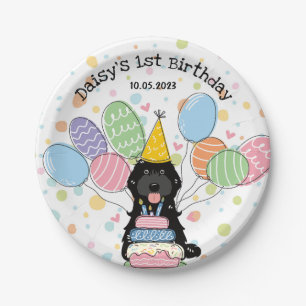 Black Cockapoo Cavapoo Dog Birthday  Paper Plate