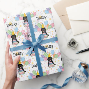 Black Cockapoo Cavapoo Dog Birthday Wrapping Paper