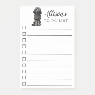 Black Cockapoo Dog Personalized To Do List Post-it Notes