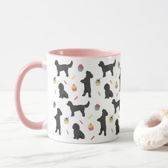 Black cockapoos and Cupcakes Mug (With Donut)