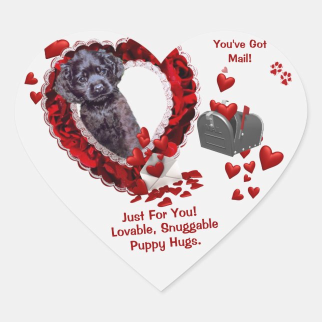 Black Cocker Spaniel #2 - You've Got Mail Design Heart Sticker (Front)