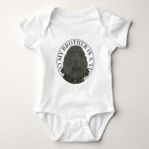 Black Cocker Spaniel Dog Big Brother Baby Bodysuit