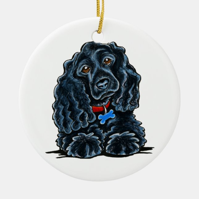 Black Cocker Spaniel Fitz Ceramic Ornament (Front)