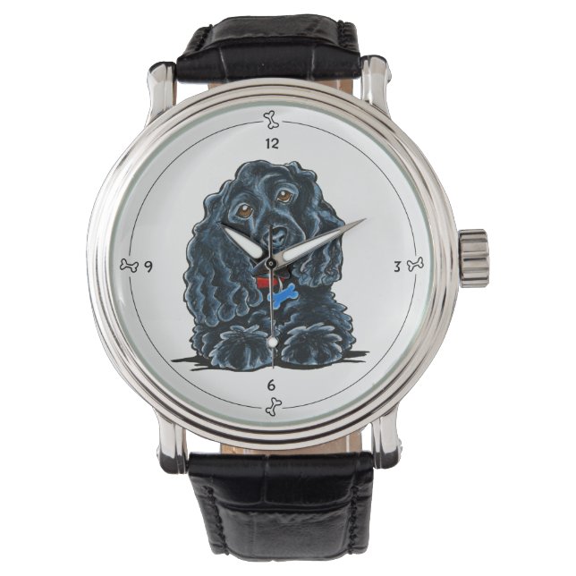 Black Cocker Spaniel Fitz Watch (Front)