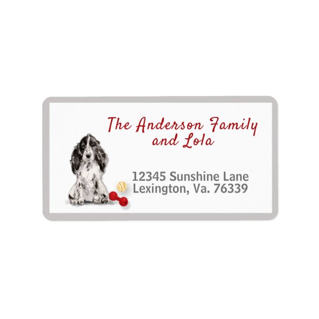 Black Cocker Spaniel Home Return Address     Label (Front)