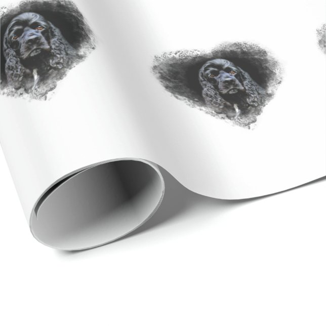Black Cocker Spaniel lover Wrapping Paper (Roll Corner)