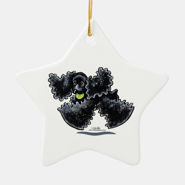 Black Cocker Spaniel Play Ceramic Ornament (Front)