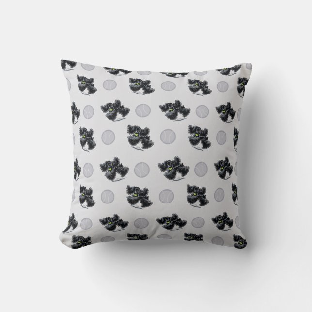 Black Cocker Spaniel Play Throw Pillow (Front)