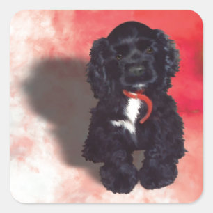 Black Cocker Spaniel Puppy - Abby Square Sticker