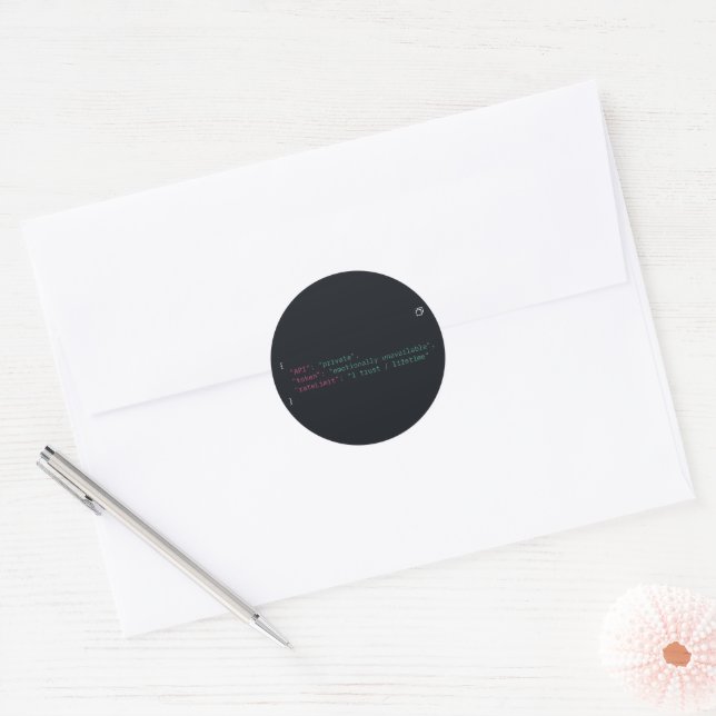 Black Coder Humour Round Sticker – Customizable (Envelope)