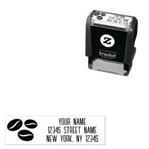 Black coffee beans custom return address  self-inking stamp