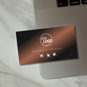 Black Coffee Brown Sparkling Diamonds Add Logo Business Card
