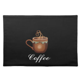 Black Coffee Cup Kitchen Place Mat