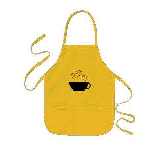 Black Coffee Cup Steam Swirls Apron