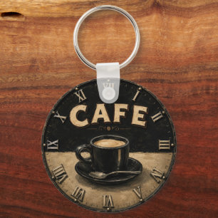 Black Coffee Minimalist Vintage Coffee Lover Keychain