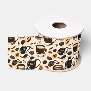 Black Coffee Oil Paint Pattern Grosgrain Ribbon