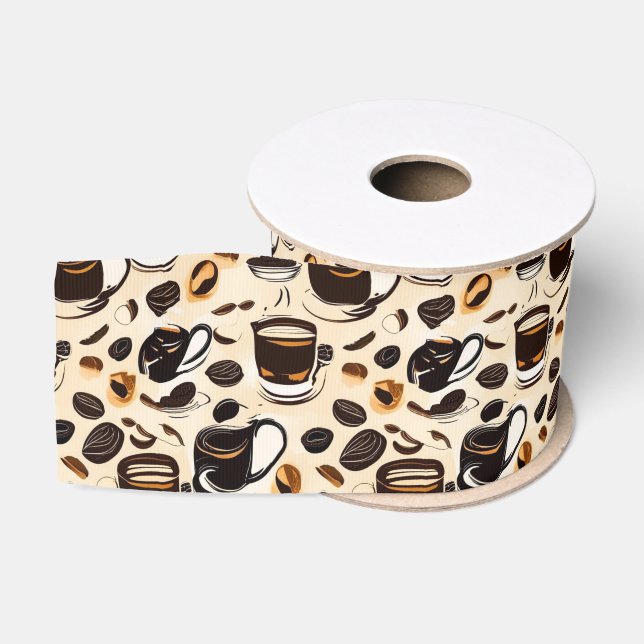 Black Coffee Oil Paint Pattern Grosgrain Ribbon (Spool)