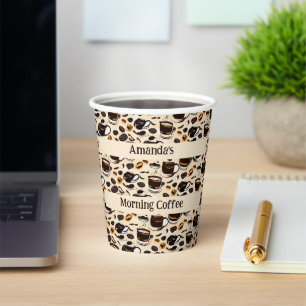 Black Coffee Oil Paint Pattern Personalized Paper Cups