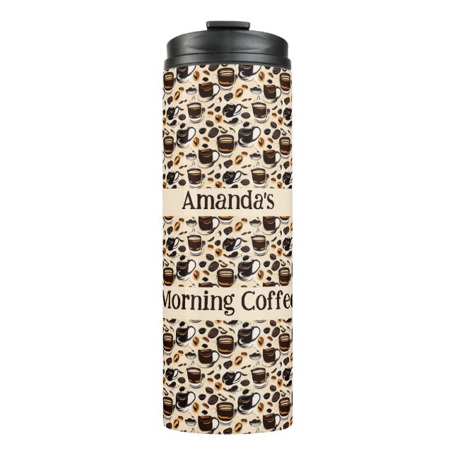 Black Coffee Oil Paint Pattern Personalized  Thermal Tumbler (Front)