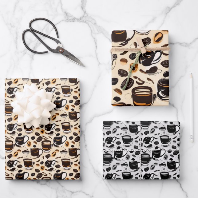 Black Coffee Oil Paint Pattern Personalized  Wrapping Paper Sheet (Front)