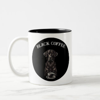Black Coffee Swallow the Sadness Dog Two-Tone Coffee Mug