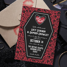 Black Coffin Til Death Heart Floral Goth Wedding