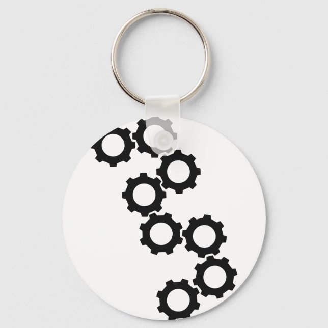 black cogwheels icon keychain (Front)