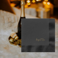 Black Coined Cocktail Gold Foil Script Names