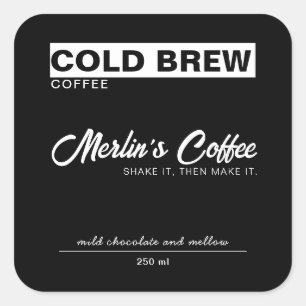 Black Cold Brew Coffe Product Label Bottle Sticker