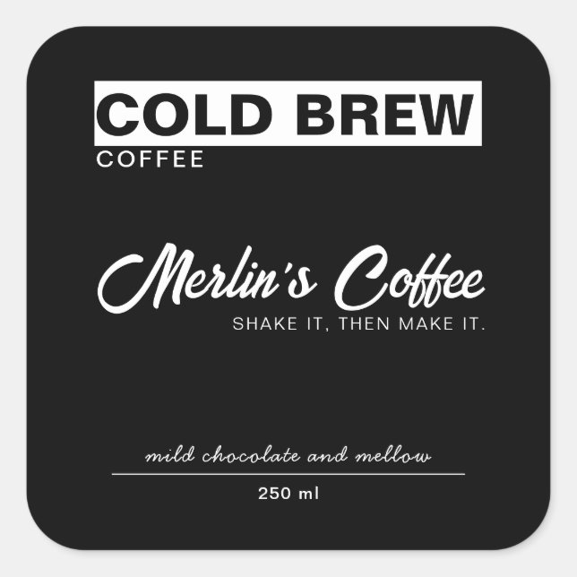 Black Cold Brew Coffe Product Label Bottle Sticker (Front)